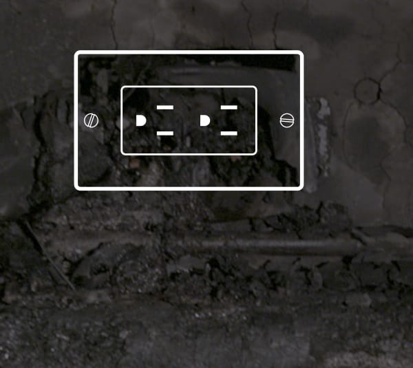 What an outlet would have looked like before being burned.